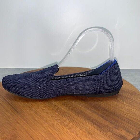 Rothys Pisces Zodiac Loafers Size 8.5 Dark Blue Silver Threading Slip On Round - Picture 4 of 12